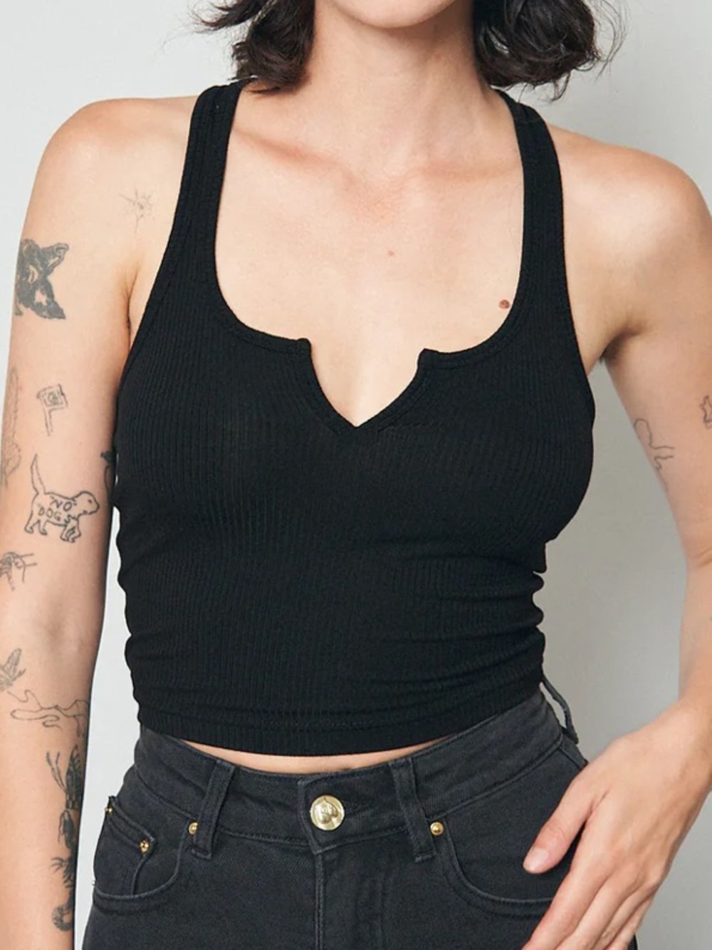 Fashion brand company split racerback tencel rib tank